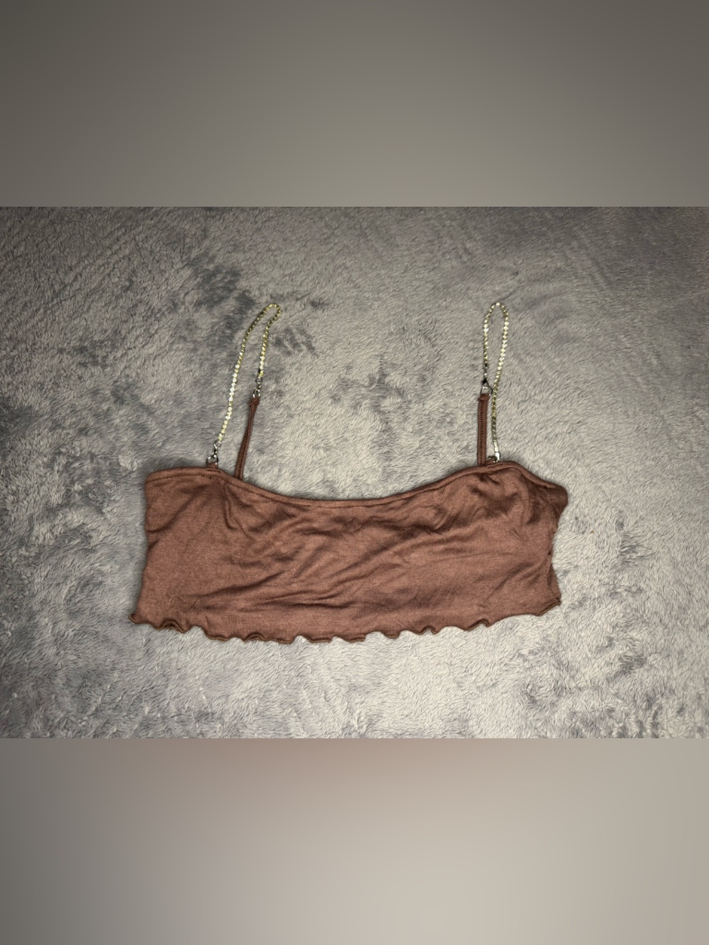 Chain-Strap Brown Crop Cami